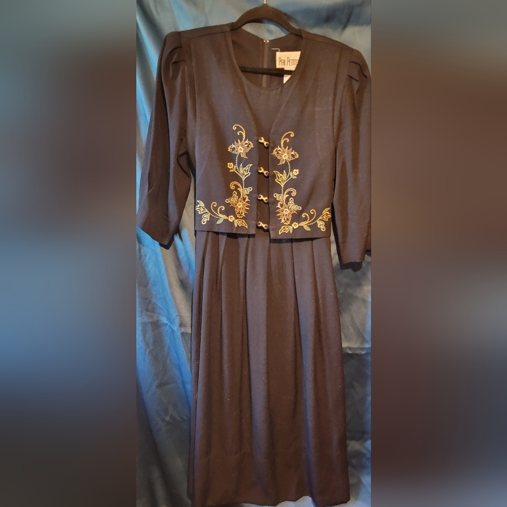 Womens black embroidered maxi length dress